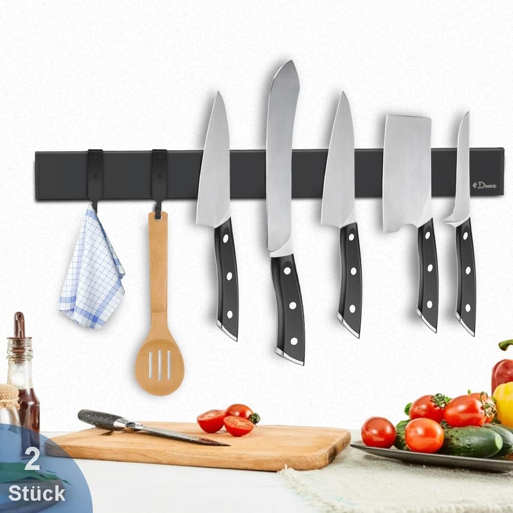 2-teiliges Magnetmesserleisten-Set, Schwarz 40 cm, 2 Stück