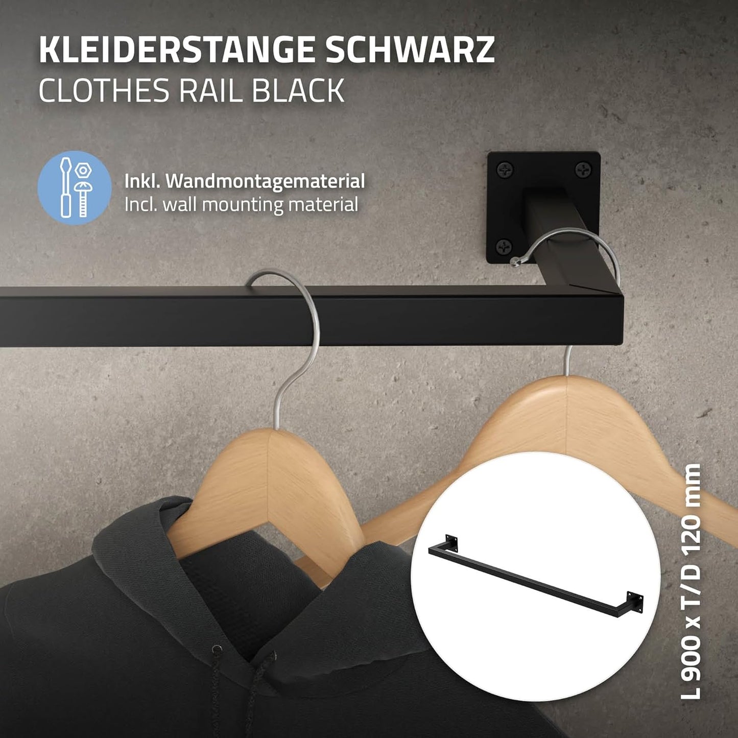 Garderobenstange, 1 T12cm x B90cm