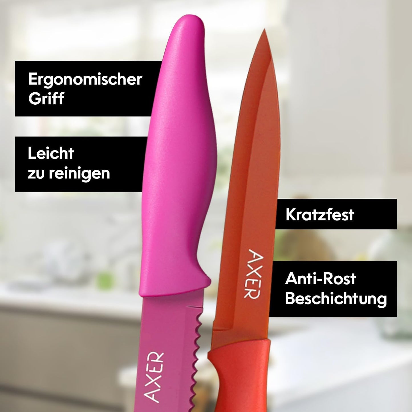 5-teiliges Küchenmesserset, Bunt 5 set
