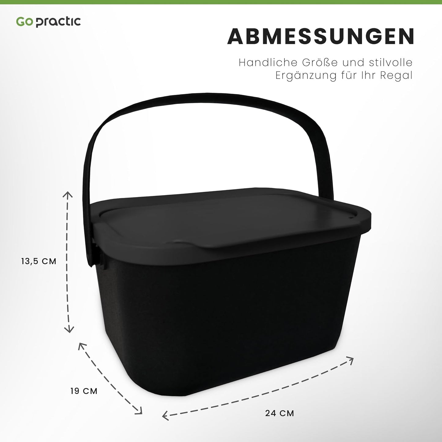 Biomülleimer, 4,5L Schwarz