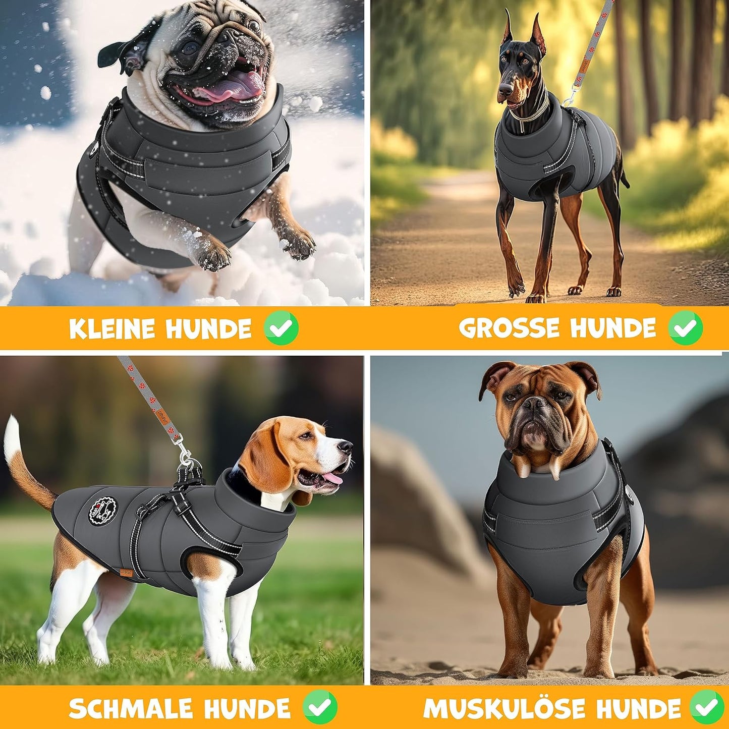 Hundemantel mit Geschirr und Extras, 5XL Anthrazit