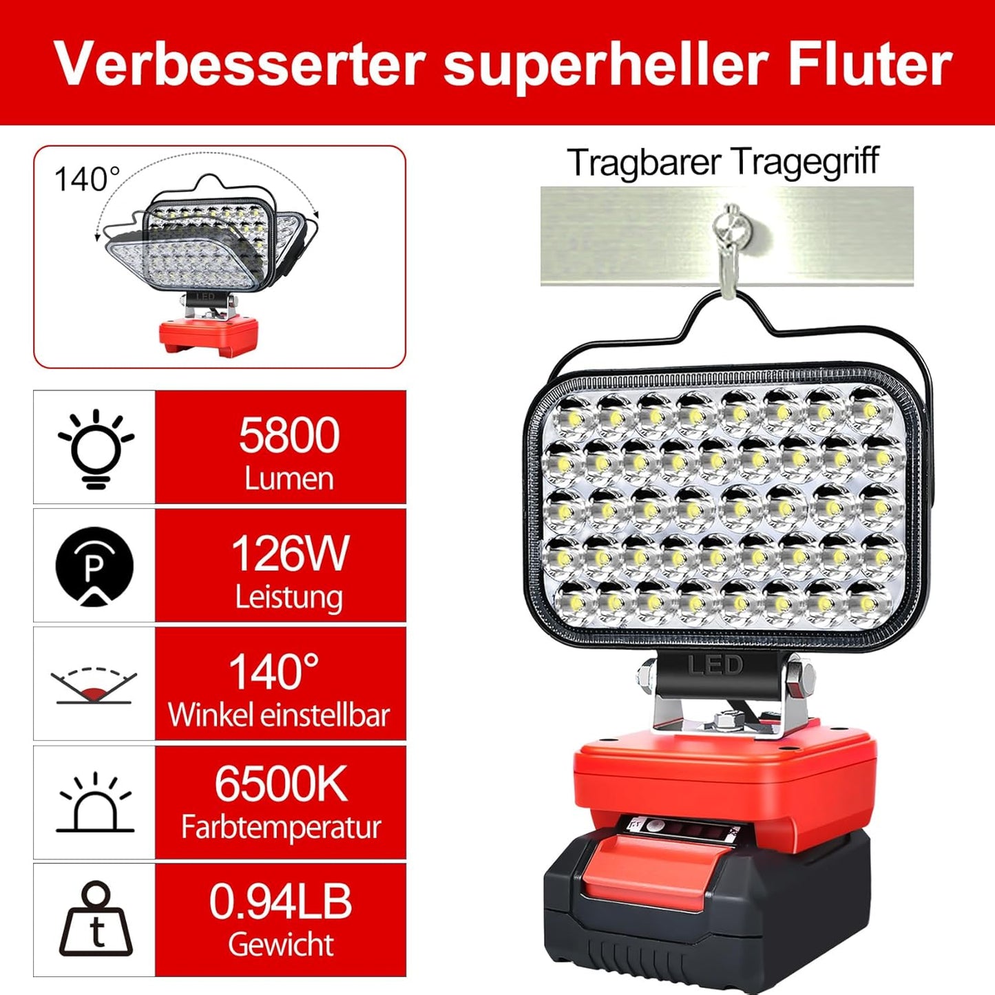 LED-Akku-Lampe, Für Einhell 18V
