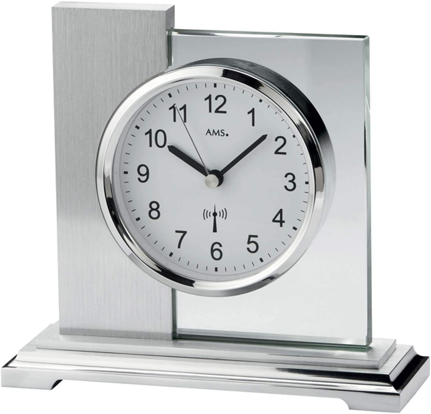 Tischuhr AMS 5140 (33 x 27 x 15 cm), Silber, 33 x 27 x 15 cm