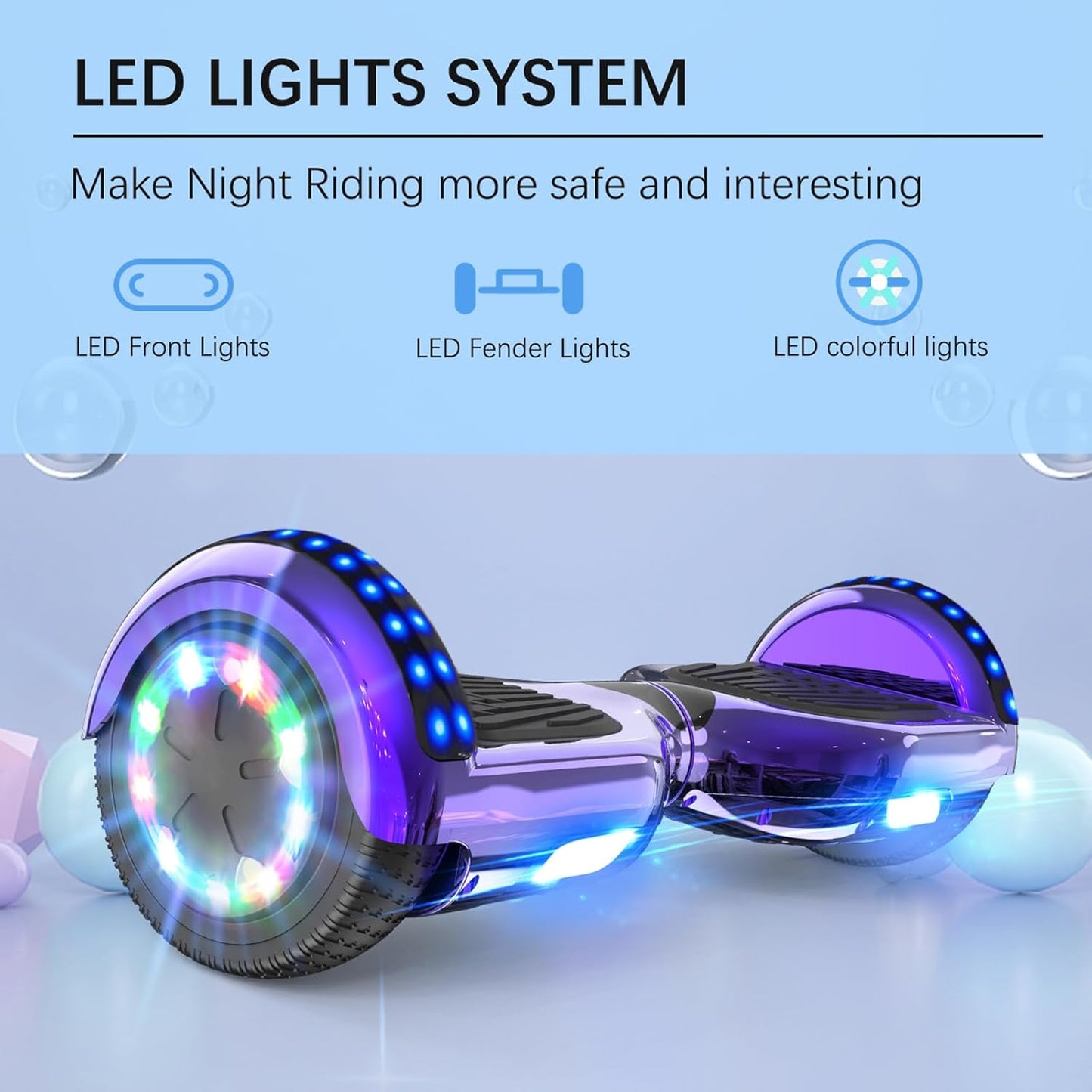Hoverboard mit LED, Chrom Lila