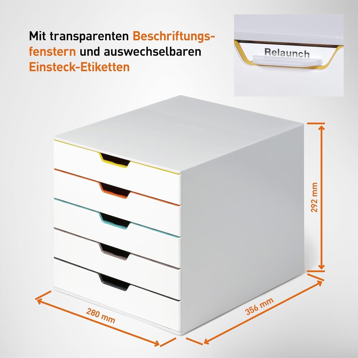 Schubladenbox mit 5 Fächern, 5 Fächer