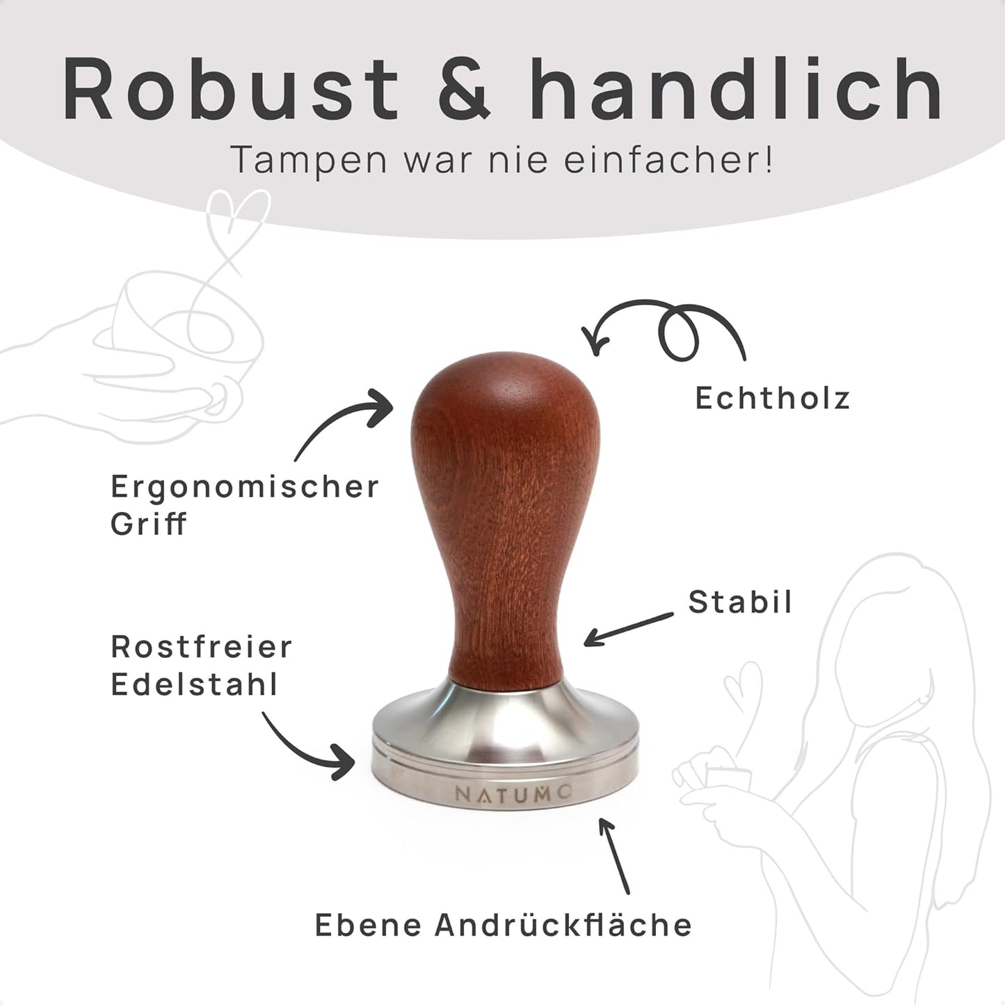 Espresso Tamper Set mit Tampermatte, 58mm