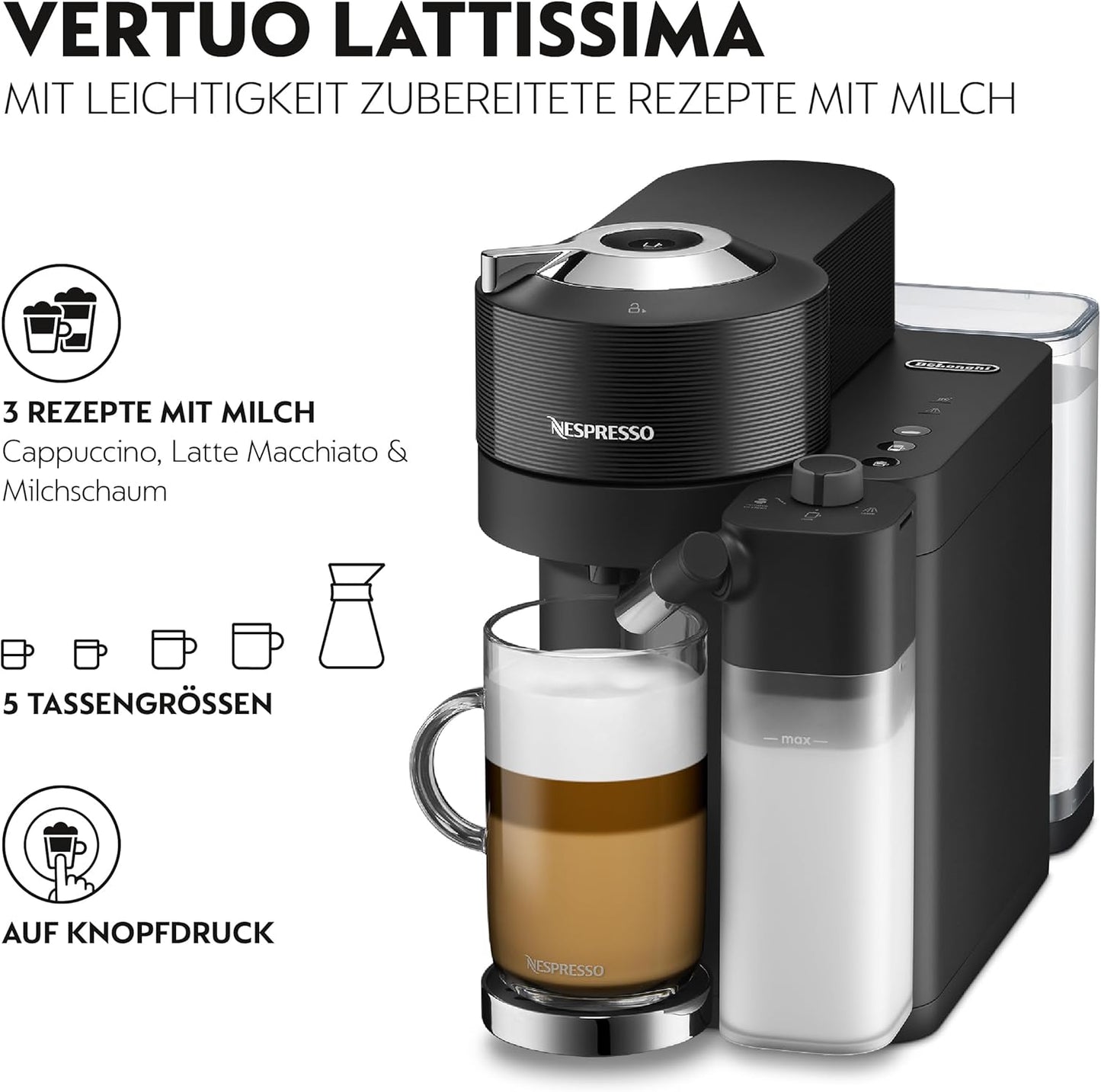 Nespresso Vertuo Lattissima, ohne Bundle Schwarzz