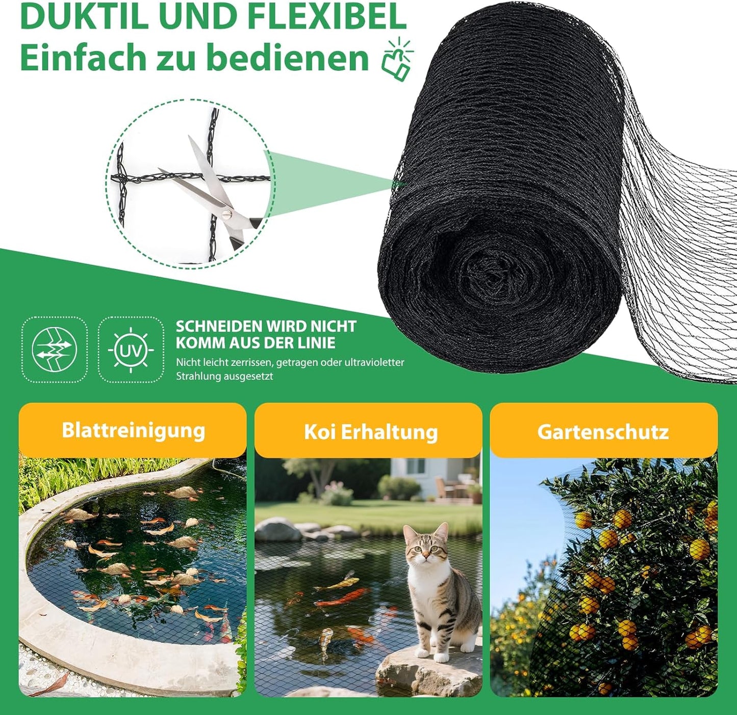Teichnetz Vogelschutznetz 6 x 6 m, feinmaschig, 6 x 6m