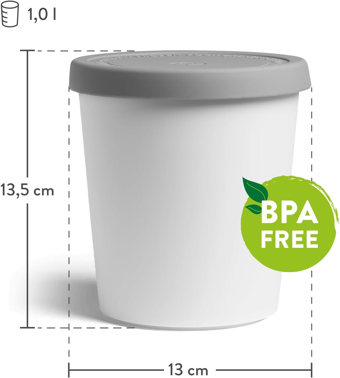 2-teiliges Eisbehälter-Set für Speiseeis, Grau