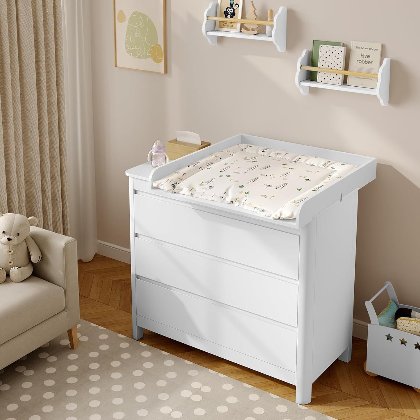 Wickelaufsatz für Wickelkommode mit Sicherheitsgurt, 80x10x80