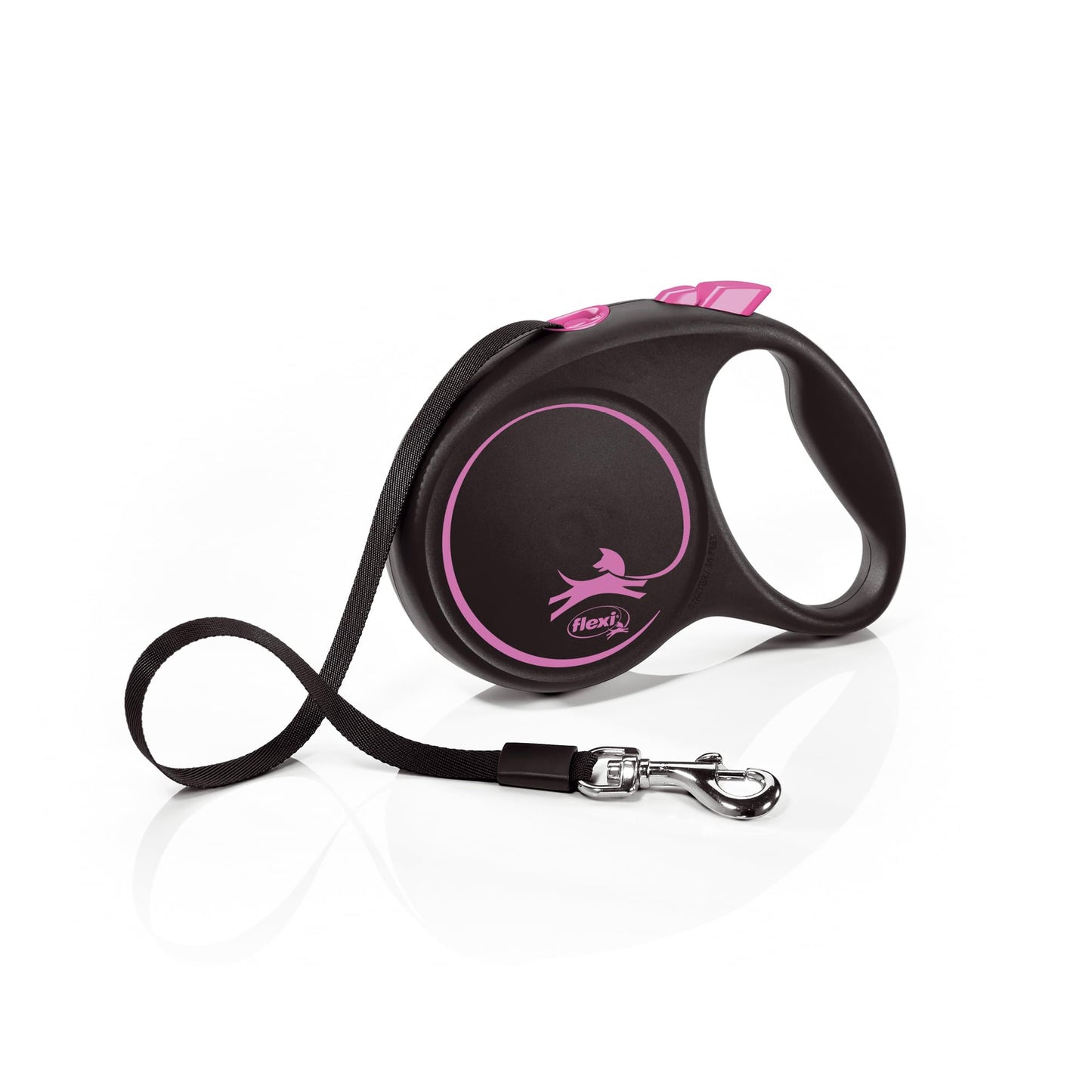 Roll-Leine Black Design M, Schwarz / Pink M: 5m (max. 25kg)