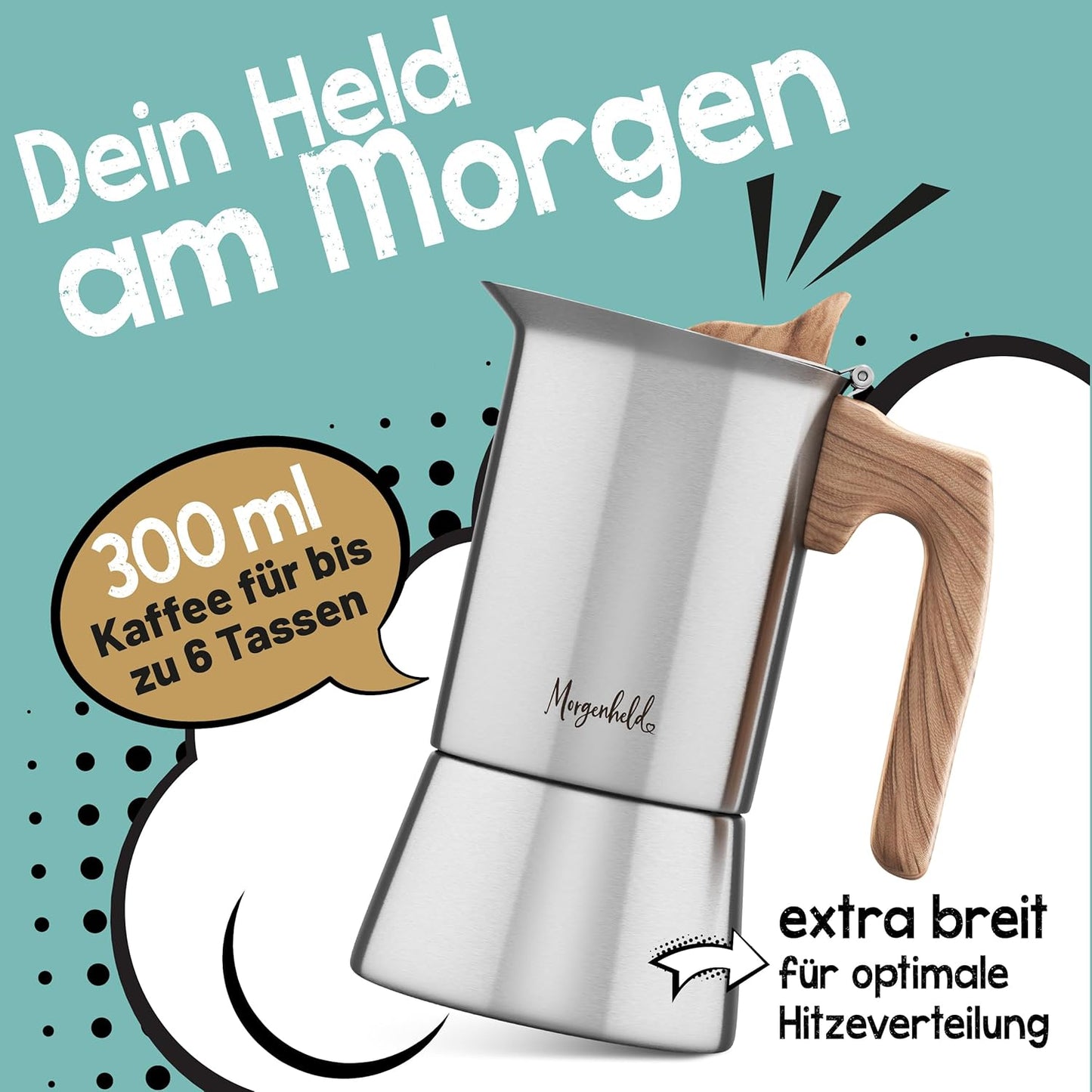 Espressokocher für Induktion, 300ml (6 Tassen)