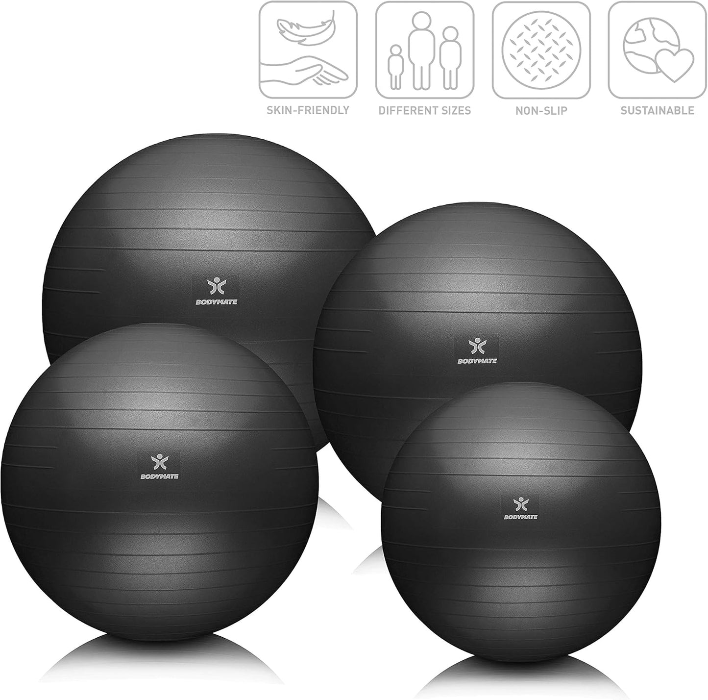 Gymnastikball Sitzball mit Pumpe (85 cm), Anthrazit 85 cm (für Körpergröße ab 186cm)