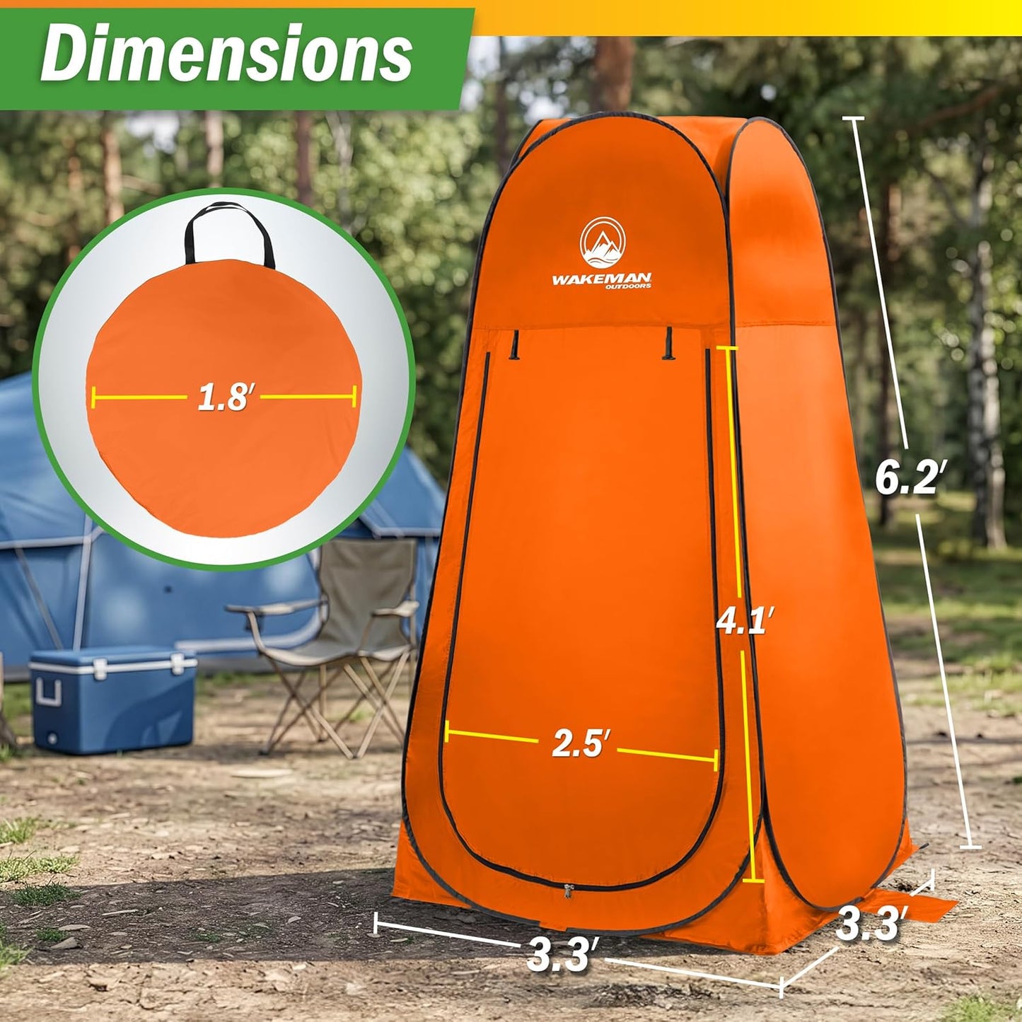Pop-Up Sichtschutz-Duschzelt, Orange
