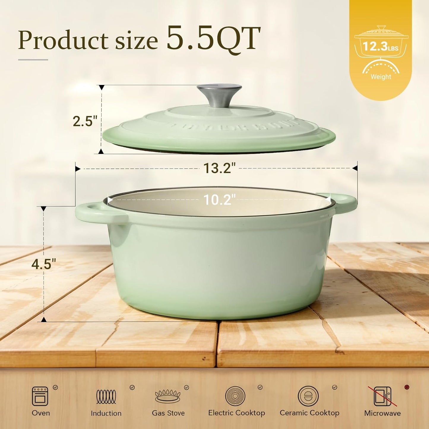 Schmortopf mit Deckel, 26cm-5.2L Bean Green
