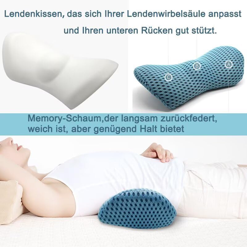 Ergonomisches Memory Foam Rückenkissen für Stuhl & Auto, Schwarz