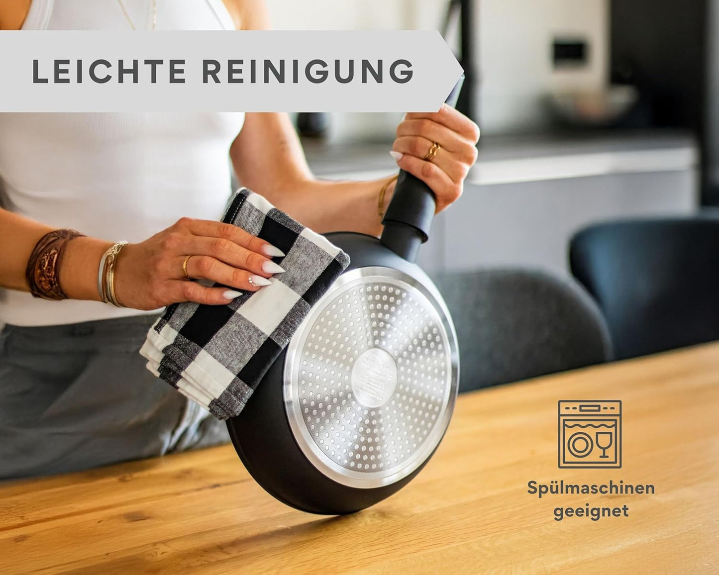 2-teiliges Pfannenset für alle Herdarten, 2er Set (24,28cm) Schwarz