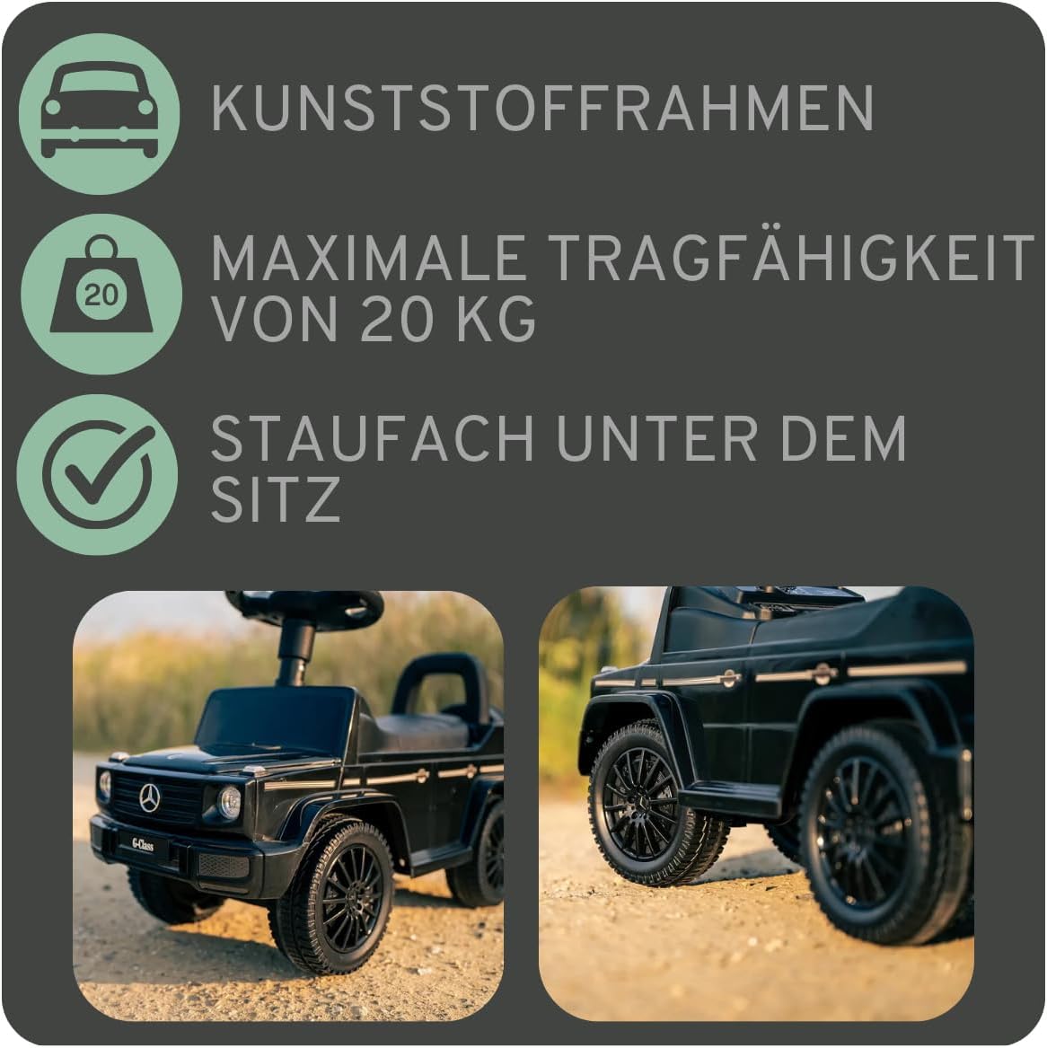 Rutschauto Mercedes G350D, Dunkelschwarz