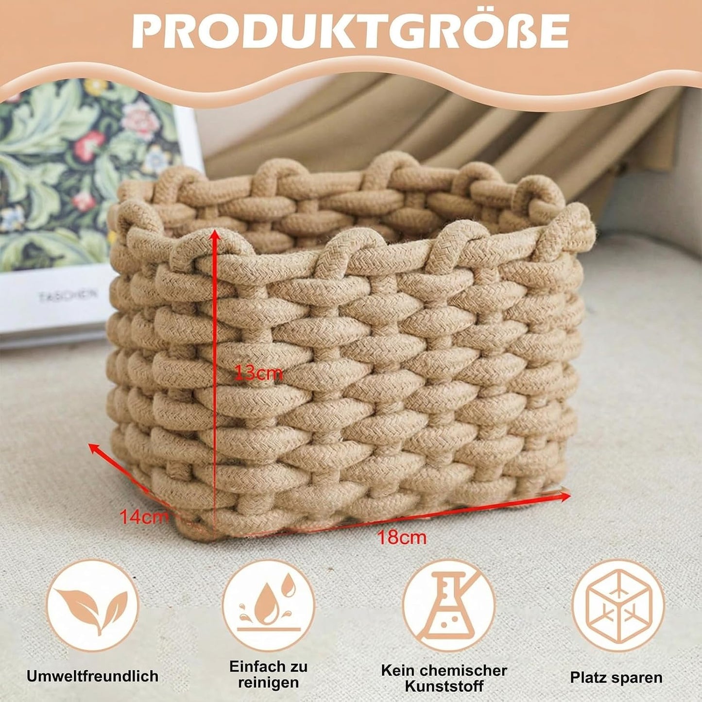 Geflochtene Aufbewahrungskörbe (3er-Set), Braun