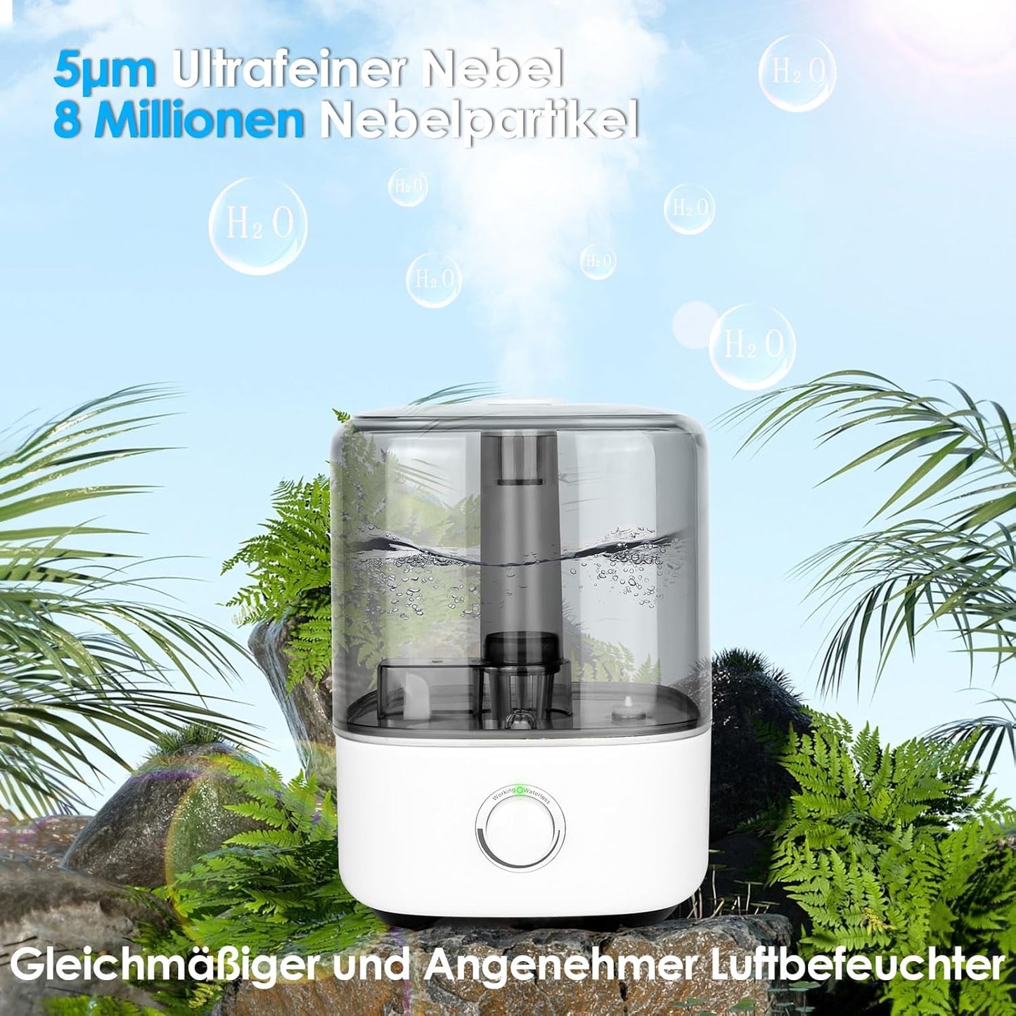 Ultraschall-Luftbefeuchter mit Top-Fill und 360° Düse