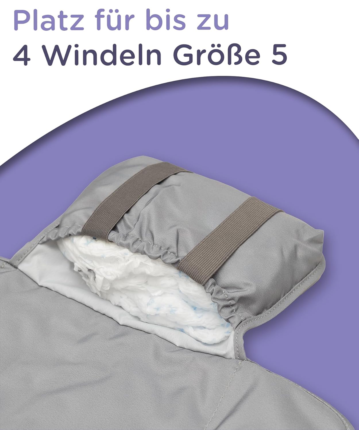 Faltbare Wickelunterlage mit Stauraum, Grau