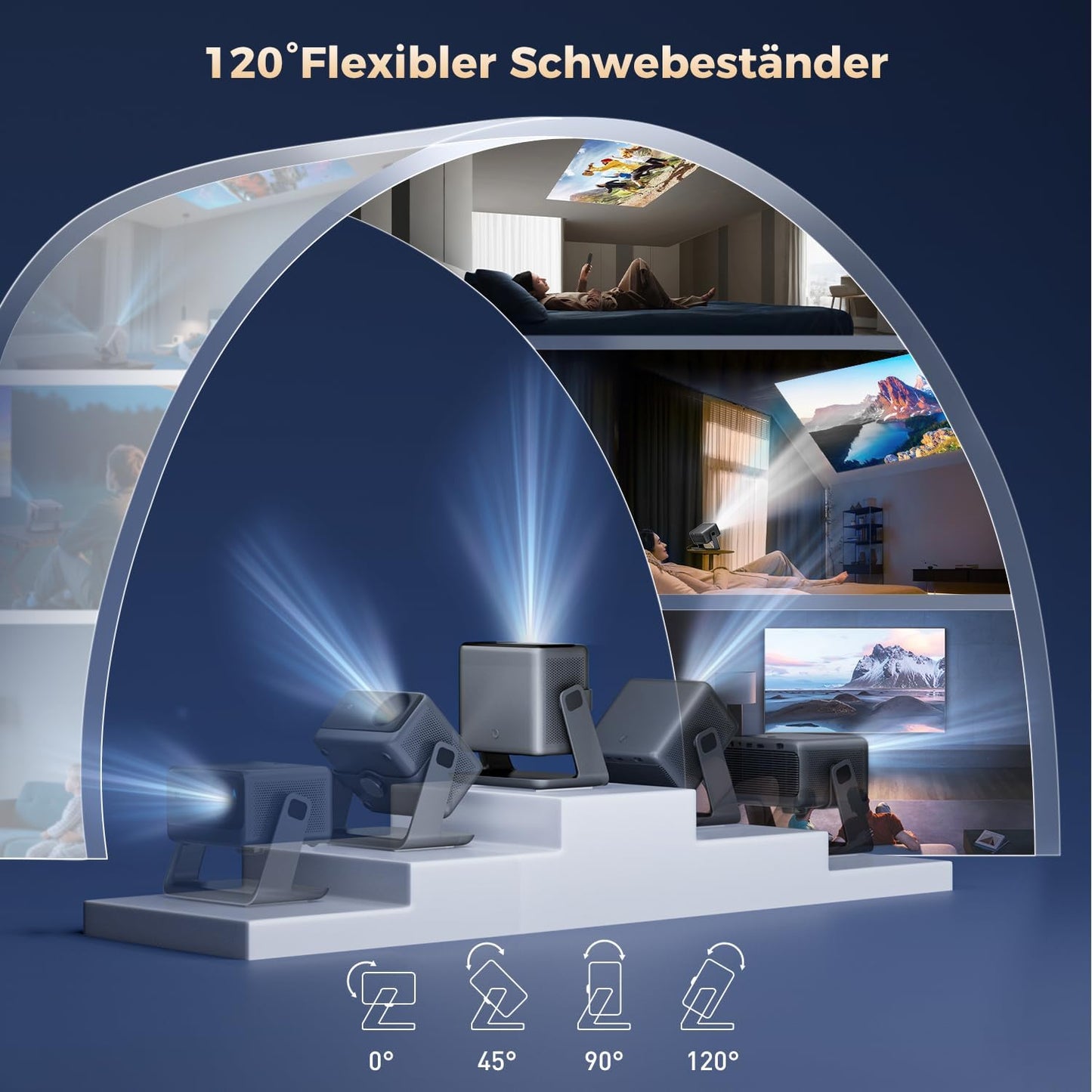 Beamer 30000 Lumen mit WiFi/Bluetooth, 1080P