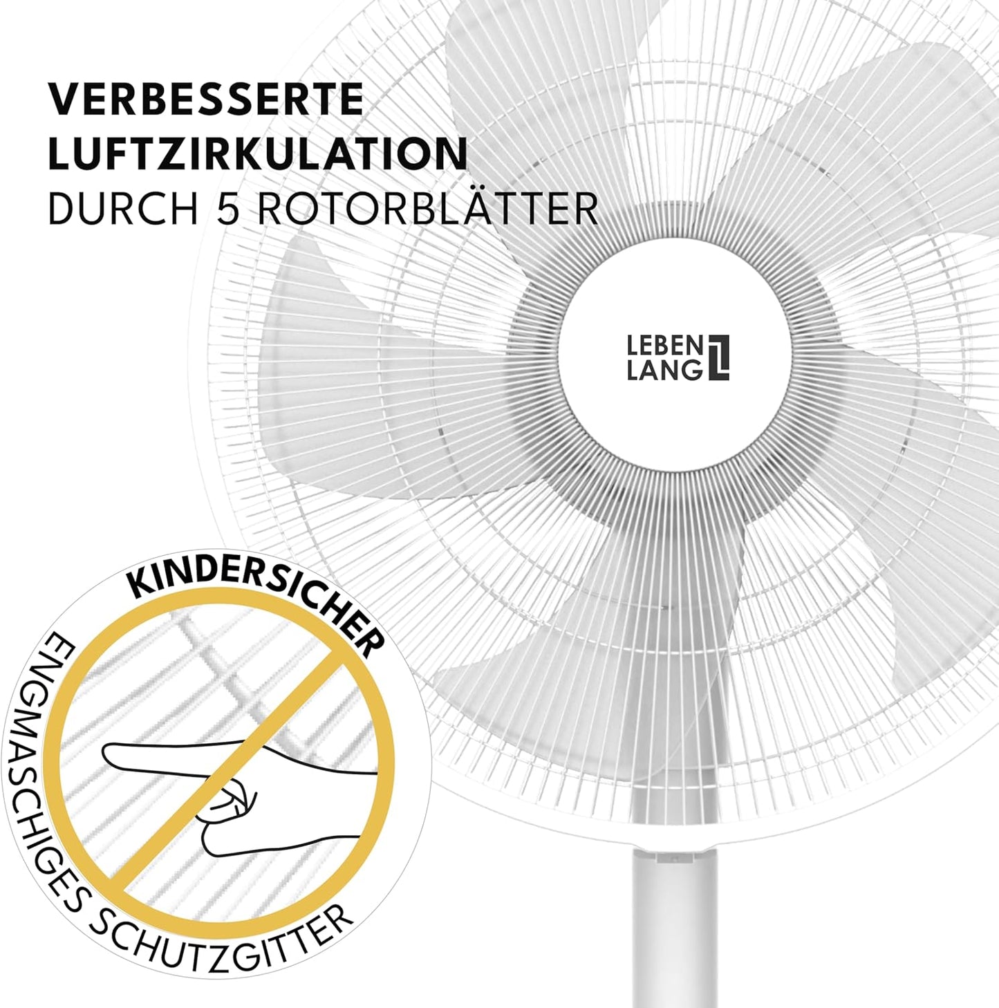 Leiser Standventilator mit Fernbedienung & LED-Display, Schwarz I 60w I Led-display