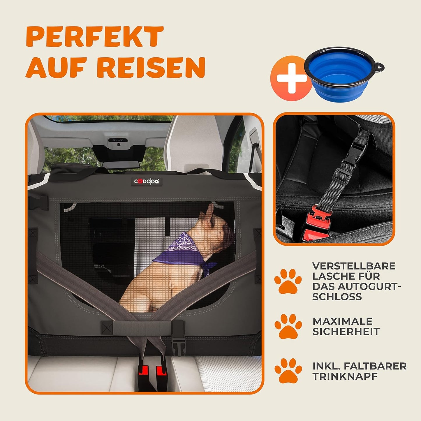 Hundetransportbox, L 60 x B 42 x H 44 cm Anthrazit