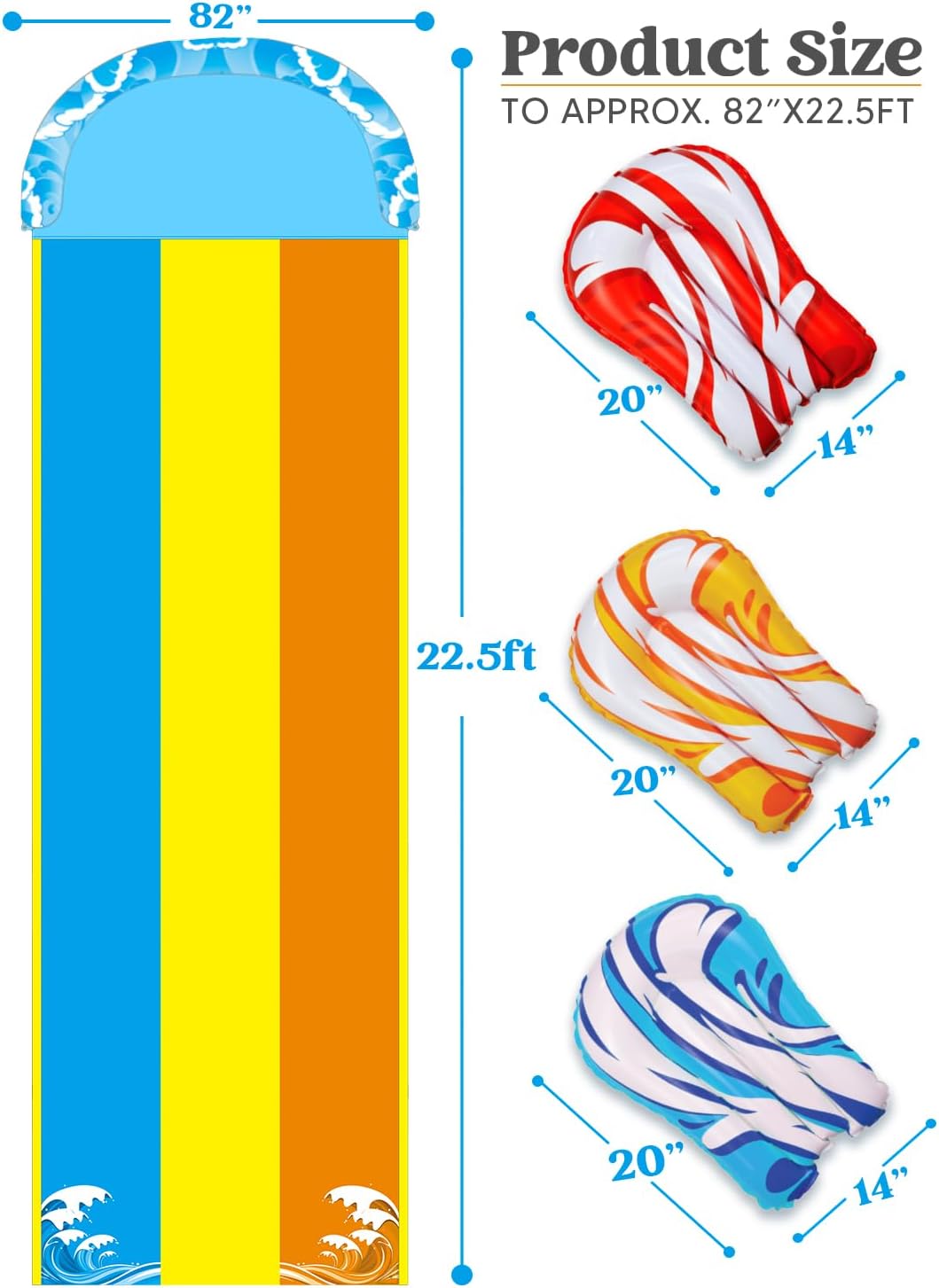 Garten-Wasserrutsche mit Bodyboards und Sprinkler