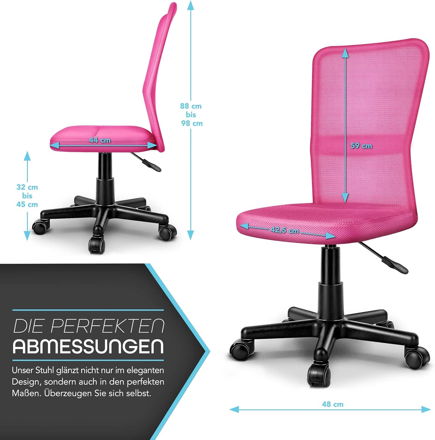 Schreibtischstuhl, Ohne Armlehnen, Rosa