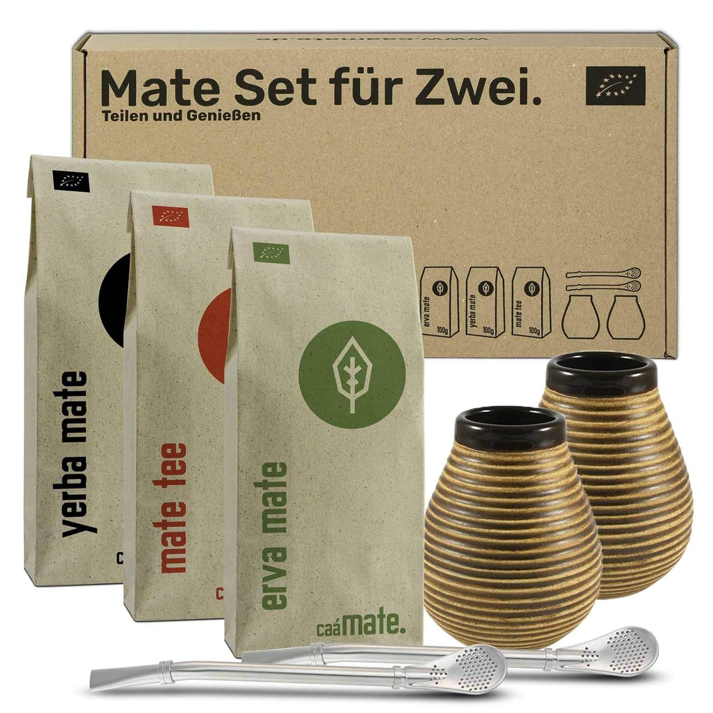 Mate Tee Set mit Bechern und Bombillas, vintage