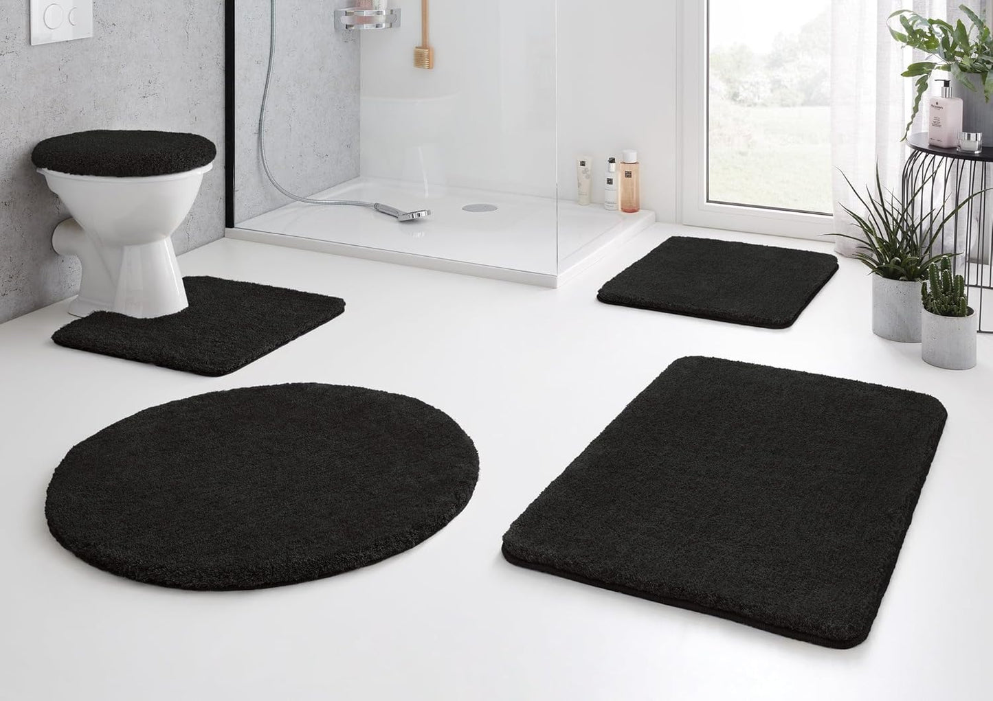 Runder Badteppich Relax, Schwarz 100 cm (Rund)