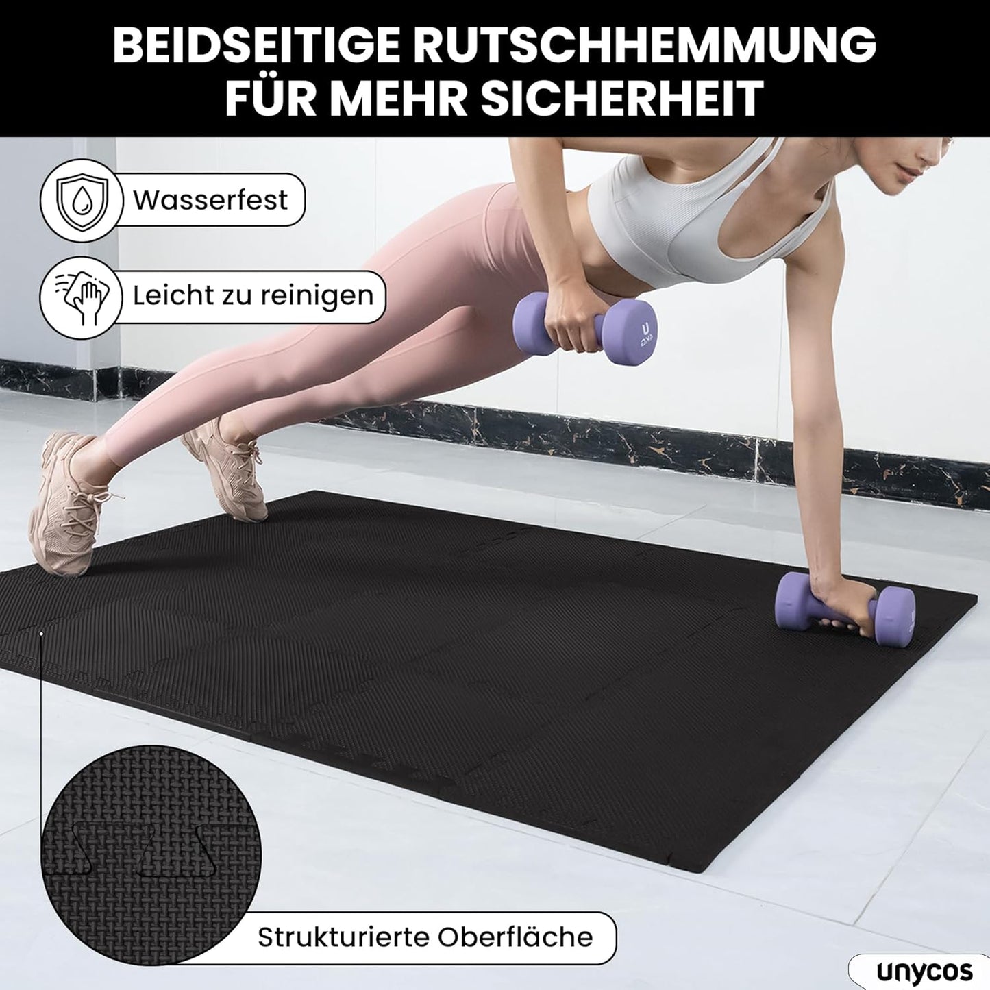 Bodenschutzmatte Puzzlematte Set (12/20/28 Teile), #05 Schwarz 30 x 30 x 1 cm