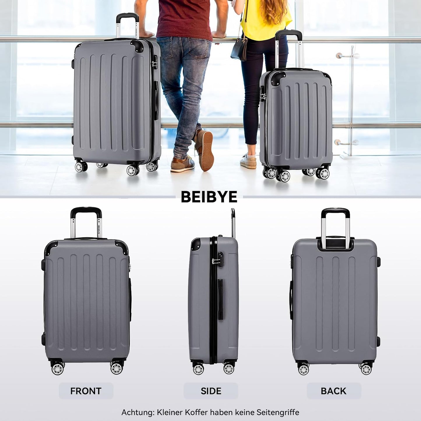 Zwillingsrollen Hardcase Koffer-Set (3-teilig), Businessgrau 55 cm, 66 cm, 76 cm