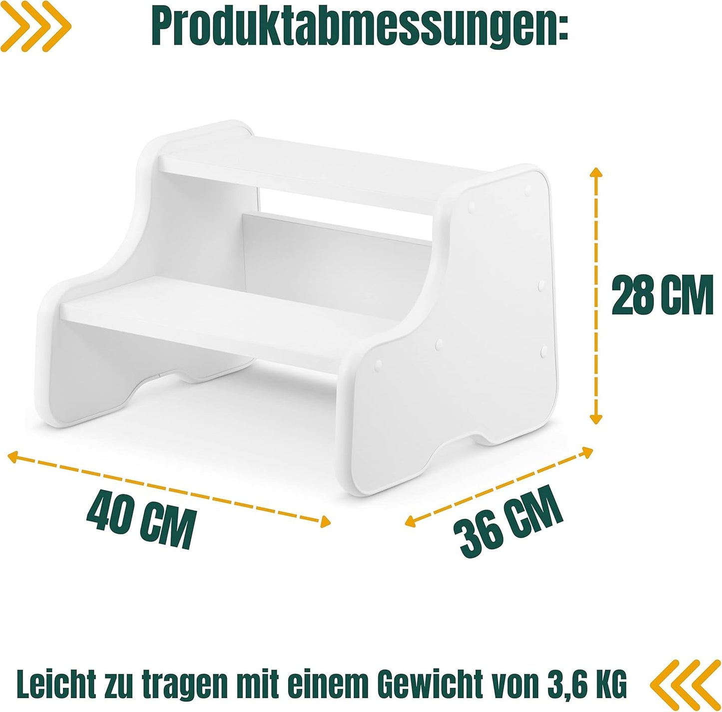 Tritthocker mit 2 Stufen für Kinder, Weiß