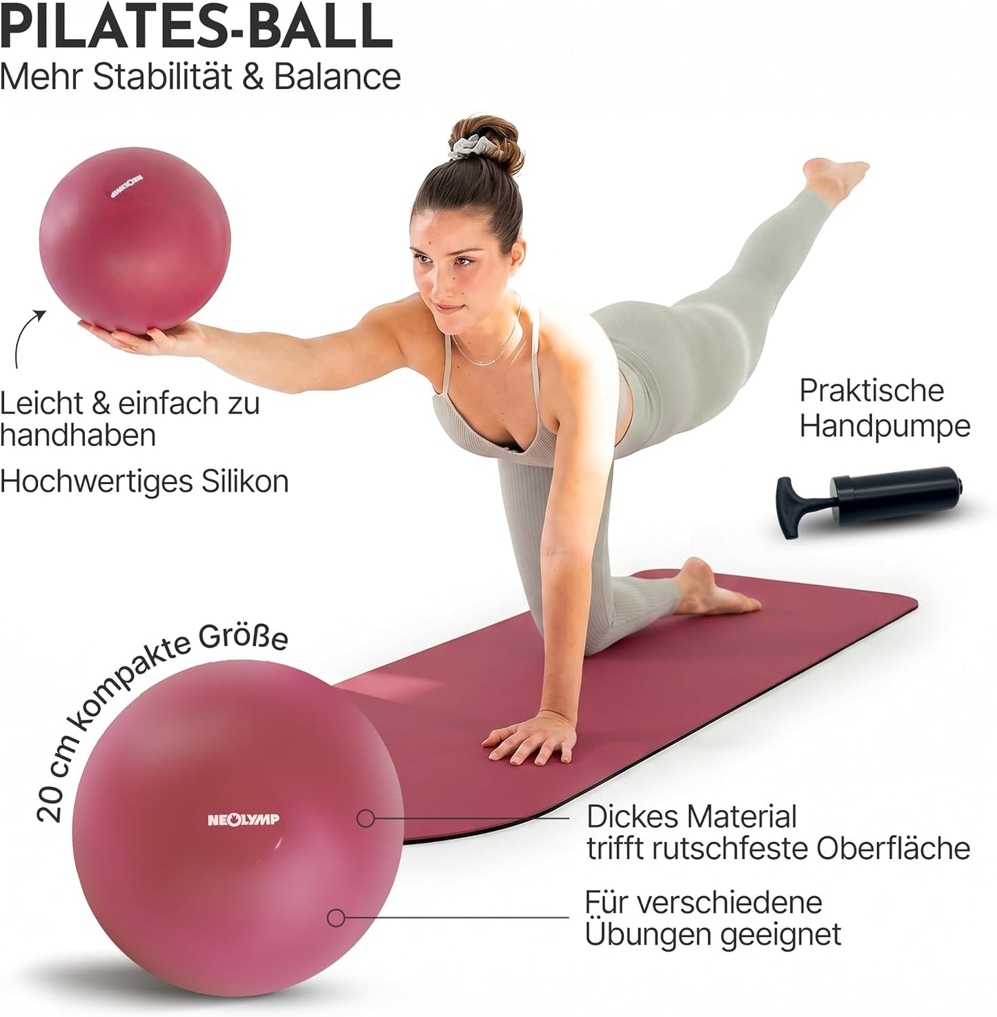 Pilates-Zubehör-Set, Berry Pro mit Matte + SZ Stange