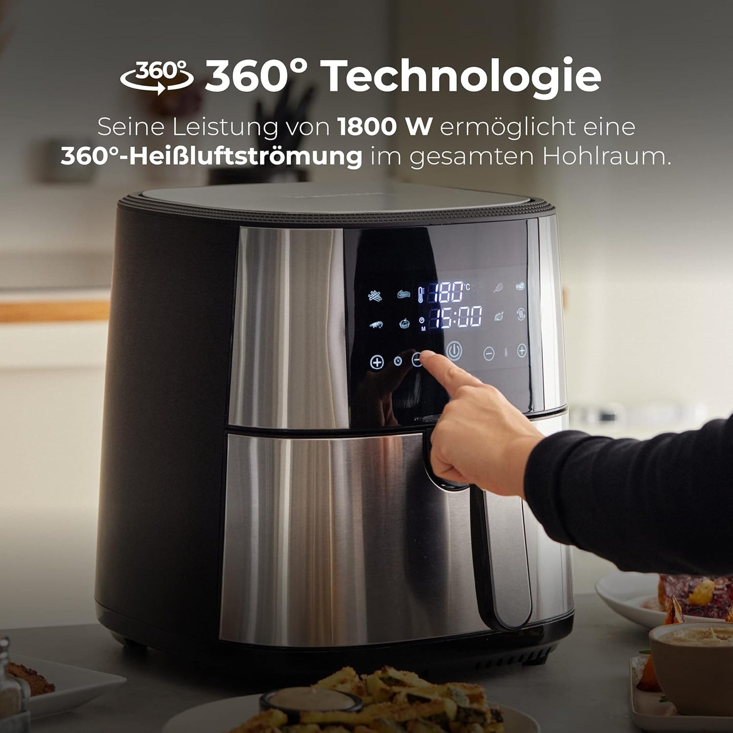 Rocket 600 - Air Fryer XXL mit LED-Touchscreen, Rocket 600 - 6L Stainlesssteel