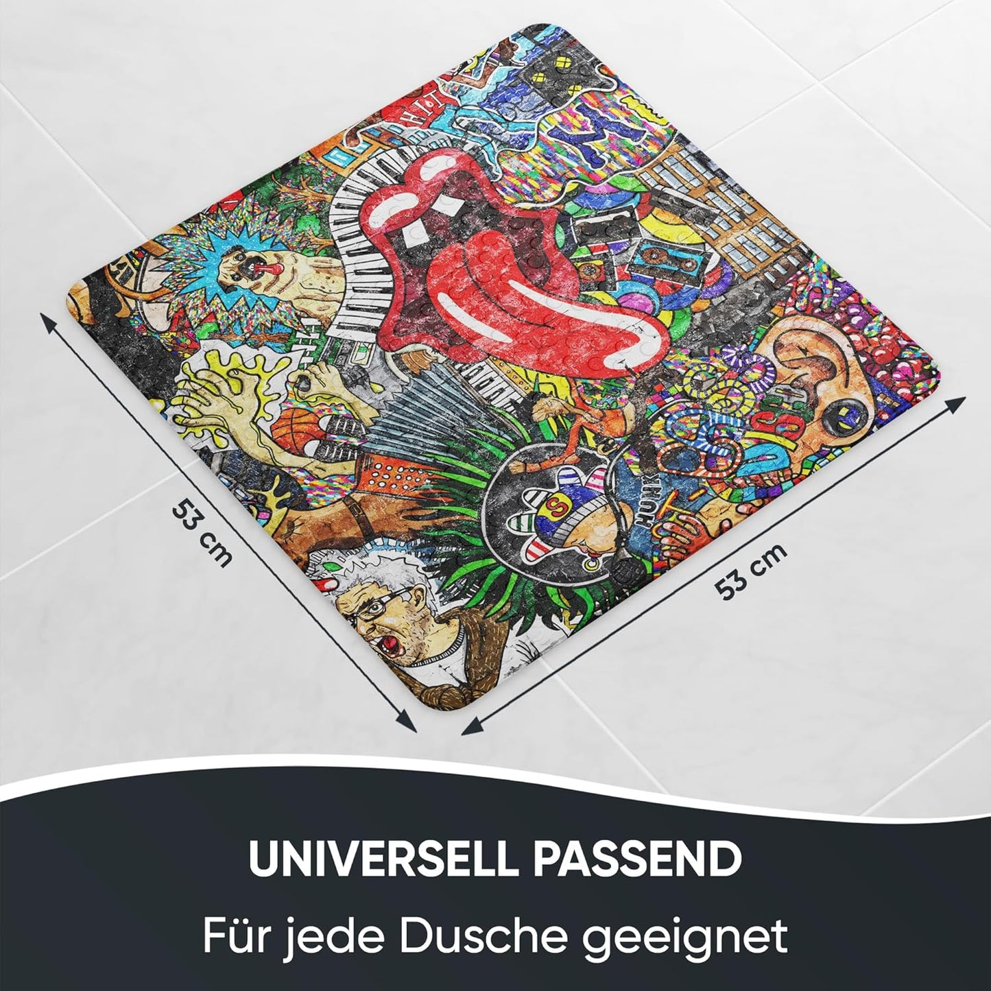 Antirutsch-Badematte, maschinenwaschbar, Graffiti-Motiv, Graffiti