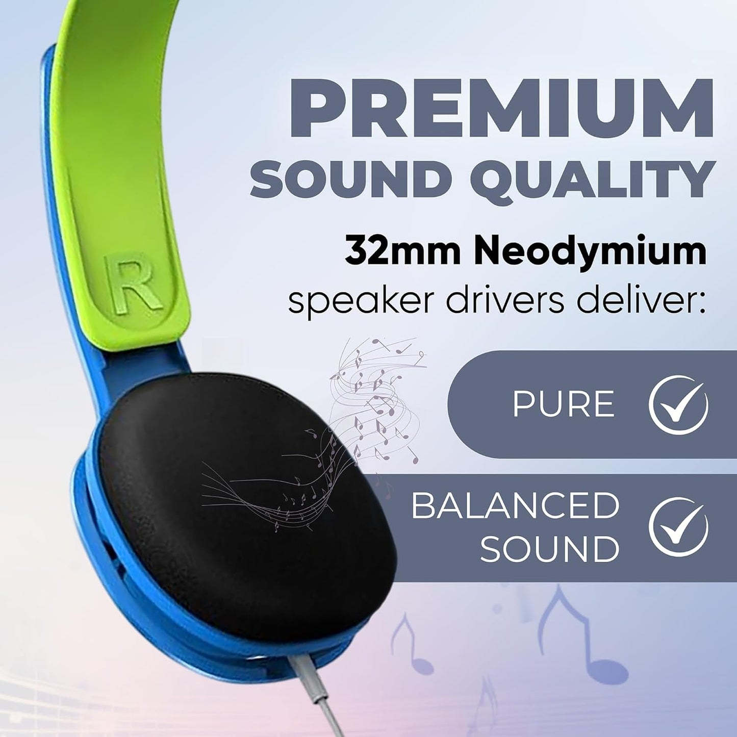 Kinder Over-Ear-Kopfhörer, Blue Wired