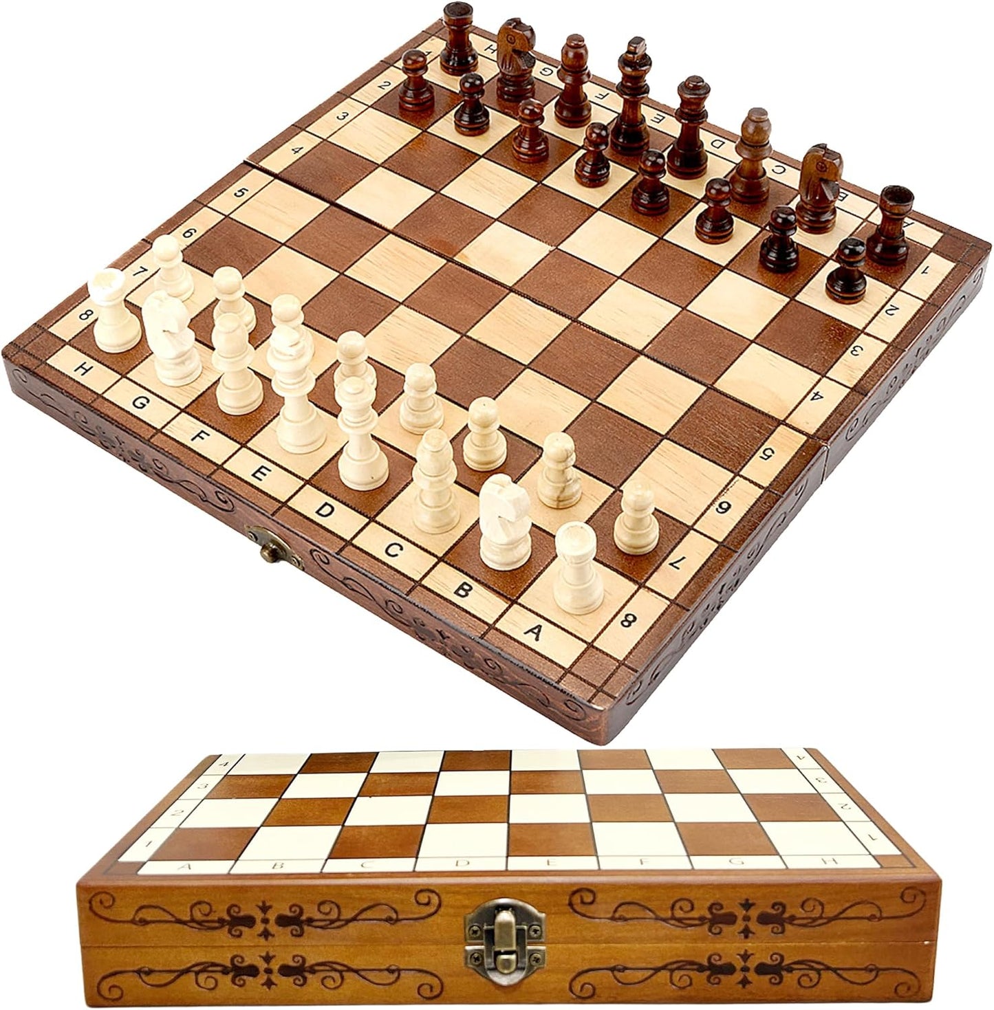 Klappbares Schachspiel aus Holz