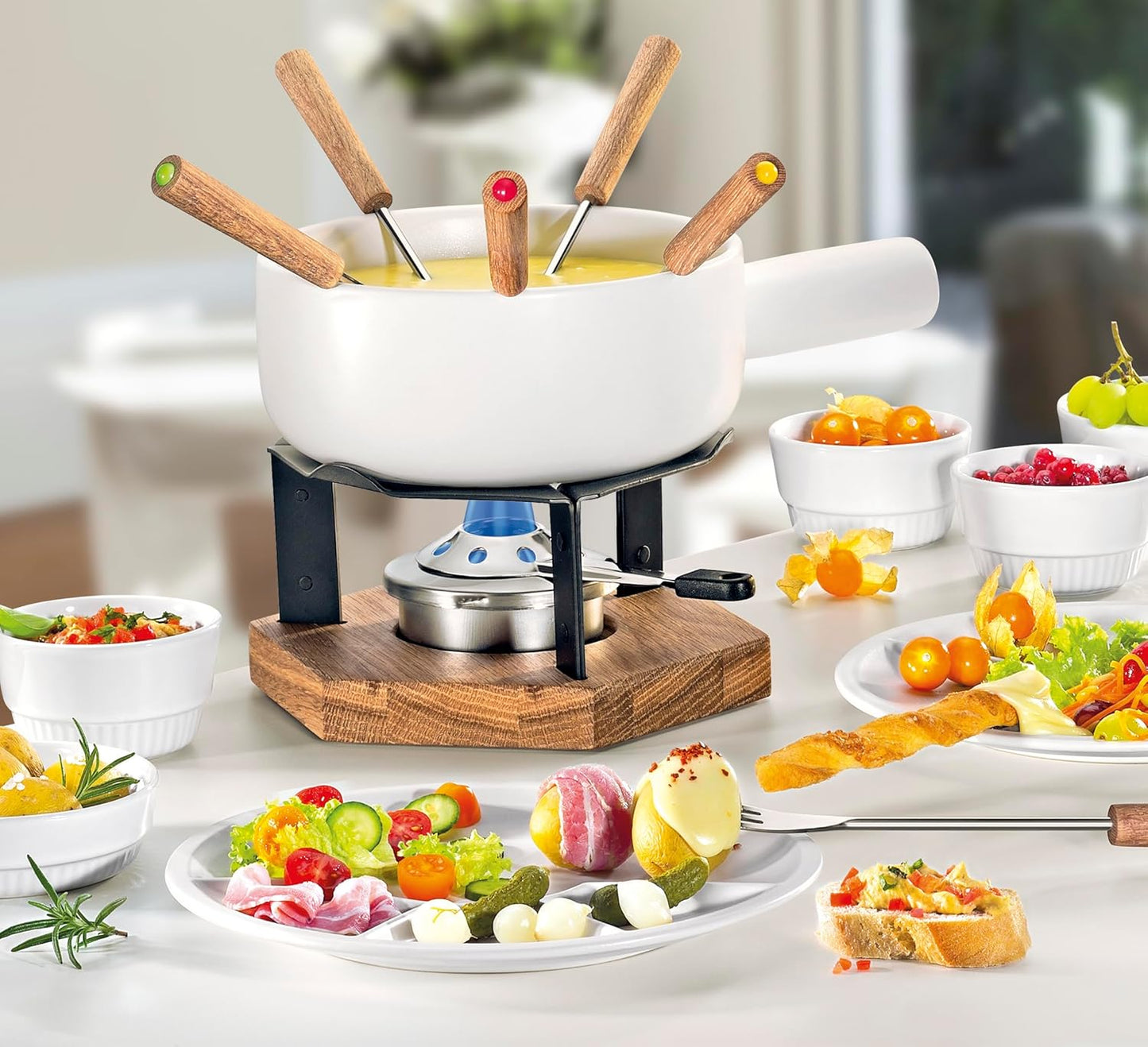 Käsefondue-Garnitur aus Keramik