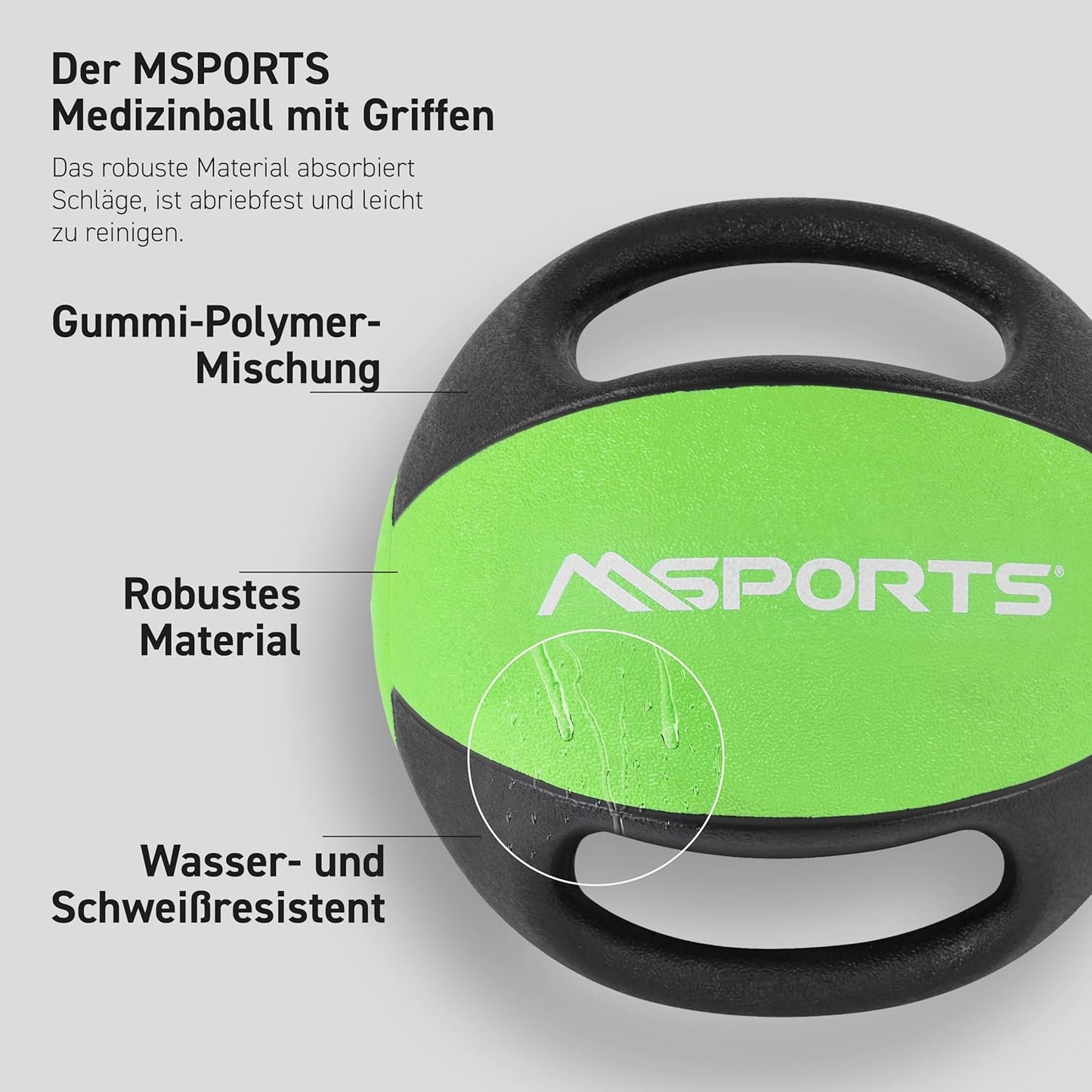 Medizinball mit Griffen, 4 kg - Grün