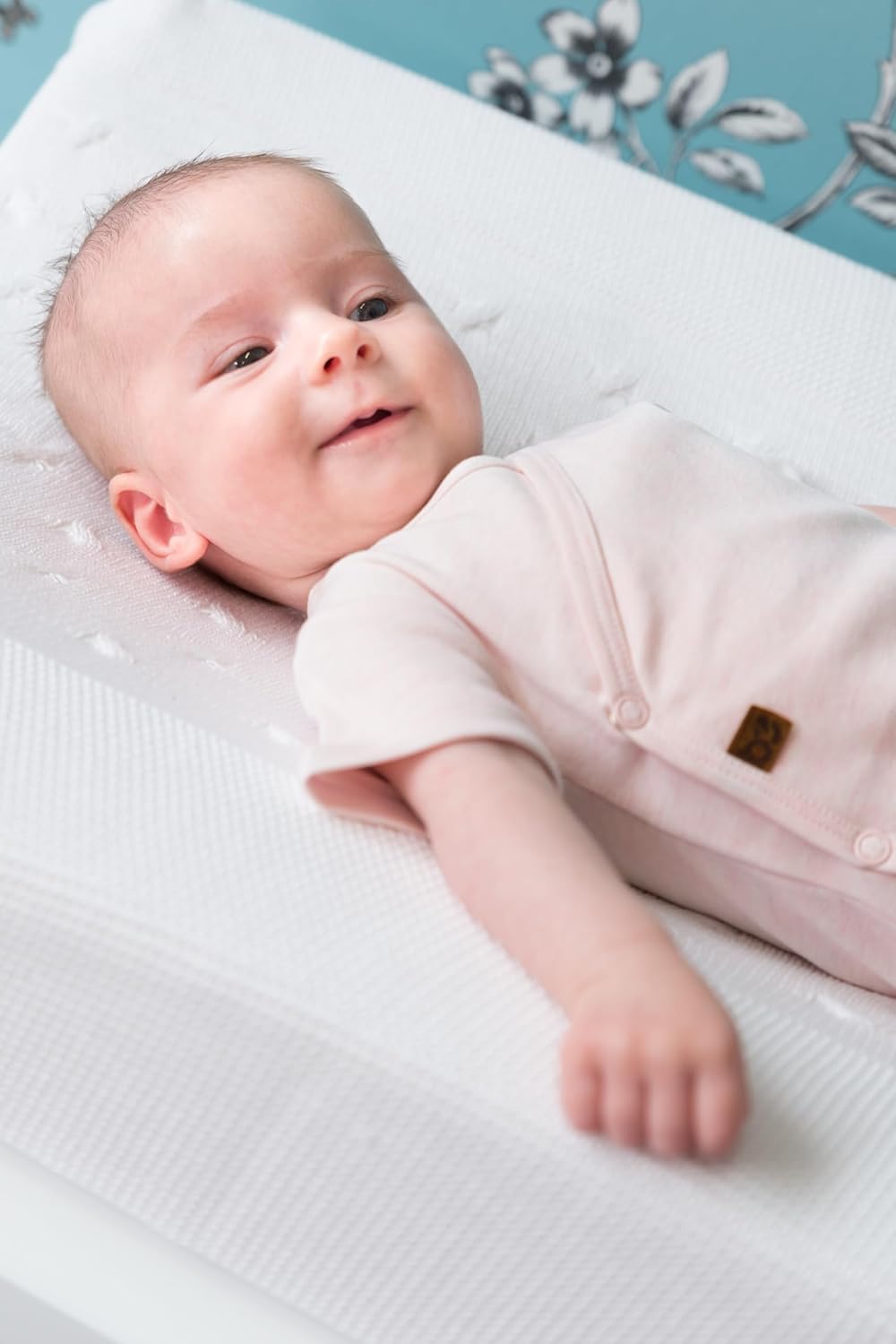 Wickelauflagenbezug mit Feinem Zopfmuster 45x70 cm, Baby Rosa