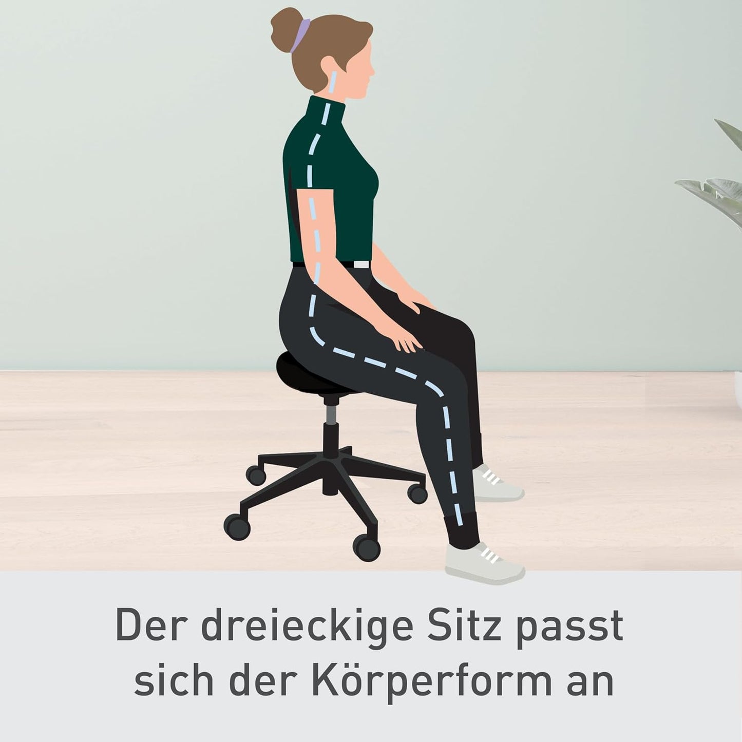 Ergonomischer Sitzhocker Ergo, Schwarz Sitzhocker mit Rollen