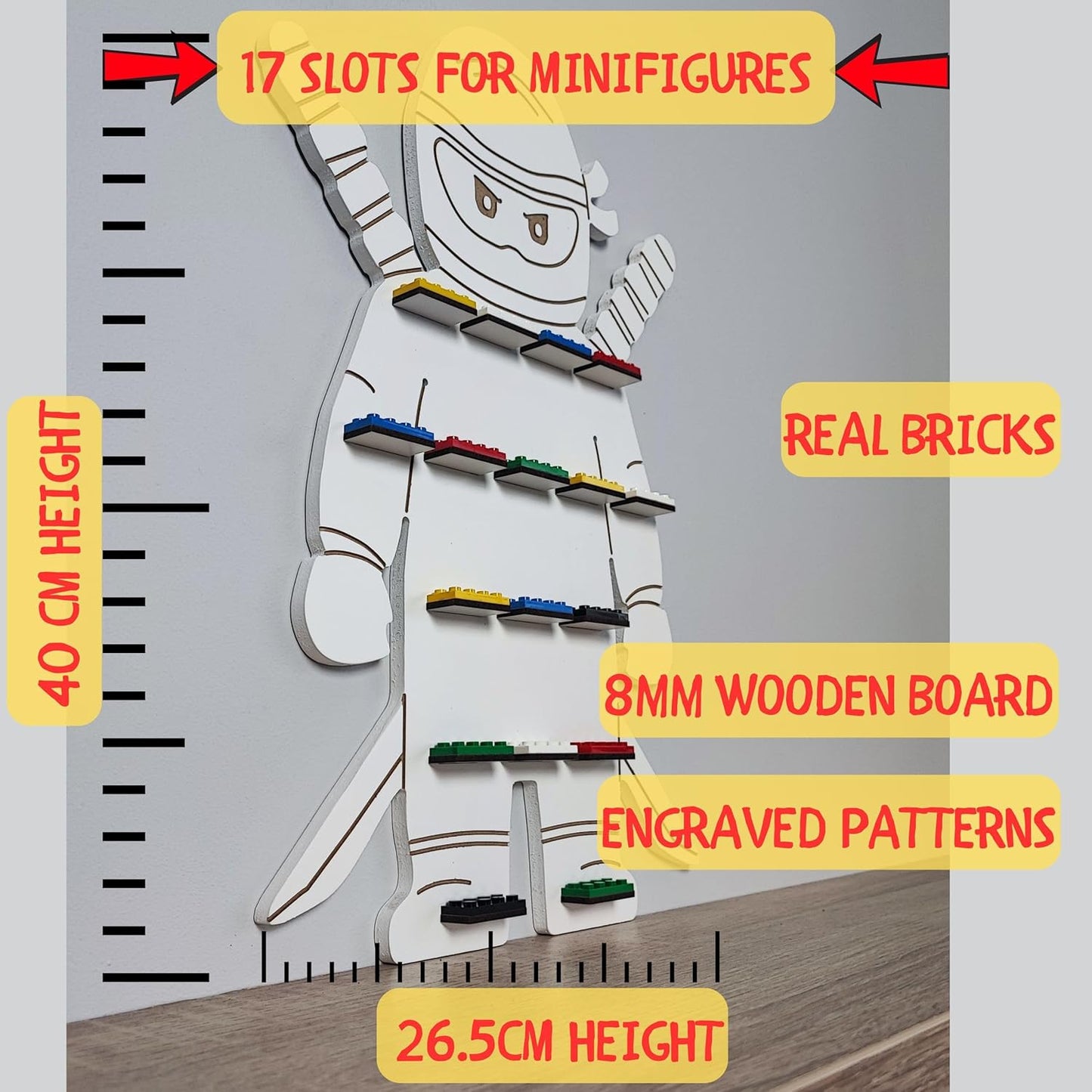Aufbewahrungsregal für Minifiguren, Ninja 17 Weiss