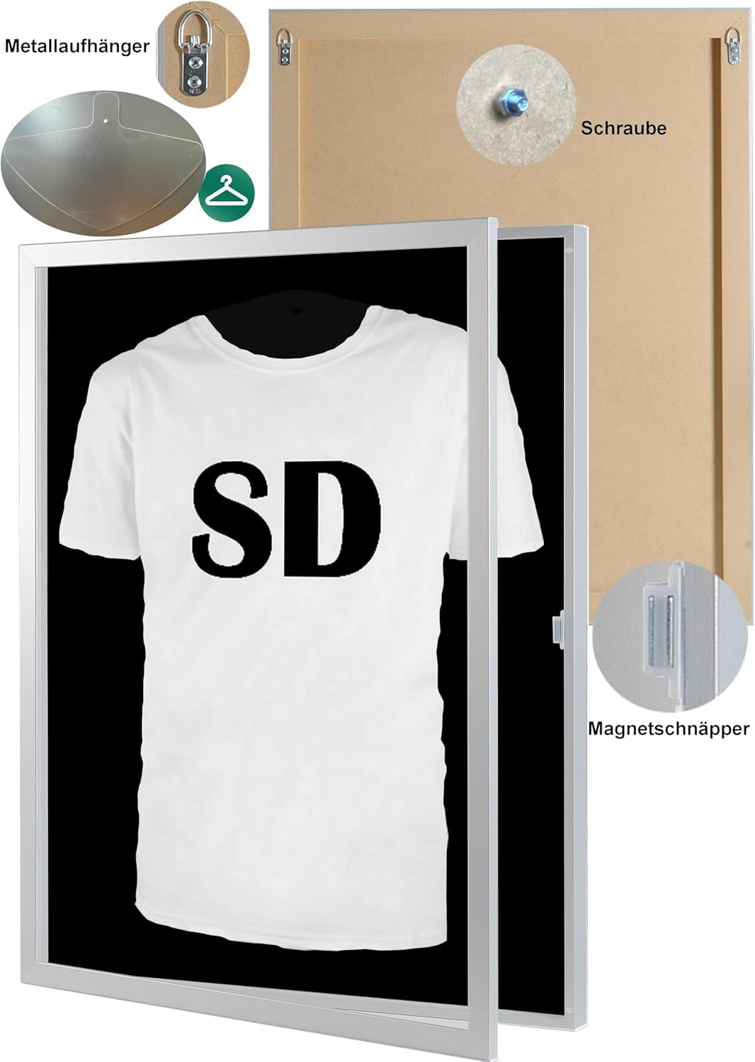 Trikot-Vitrine Easy Click & Fill, Alu Wand: Schwarz