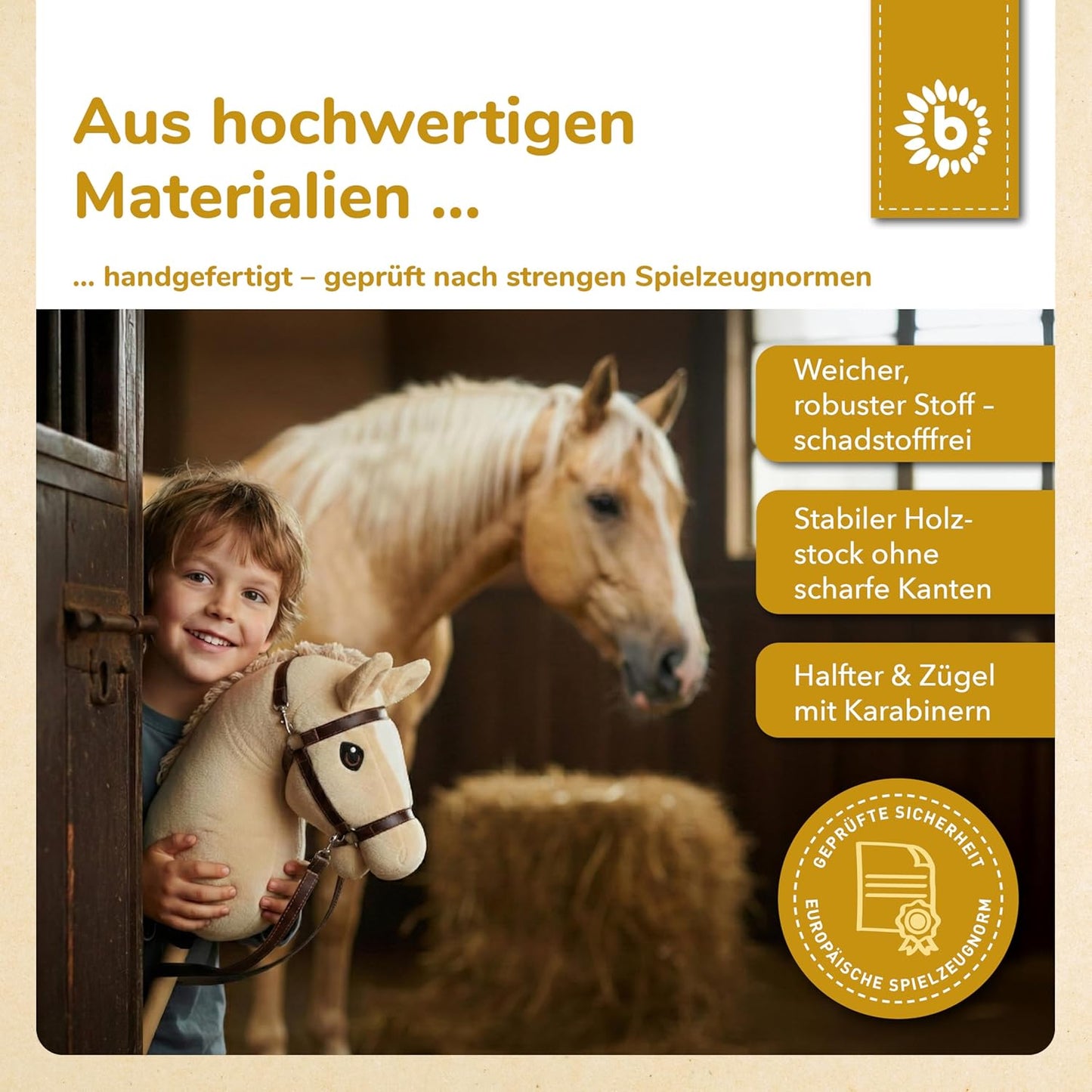 Hobby Horse Steckenpferd, Beige Small