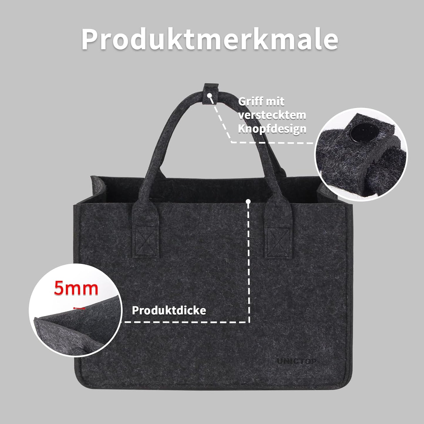 2er Einkaufskorb-Set, faltbar, 30 Liter, Dunkelgrau