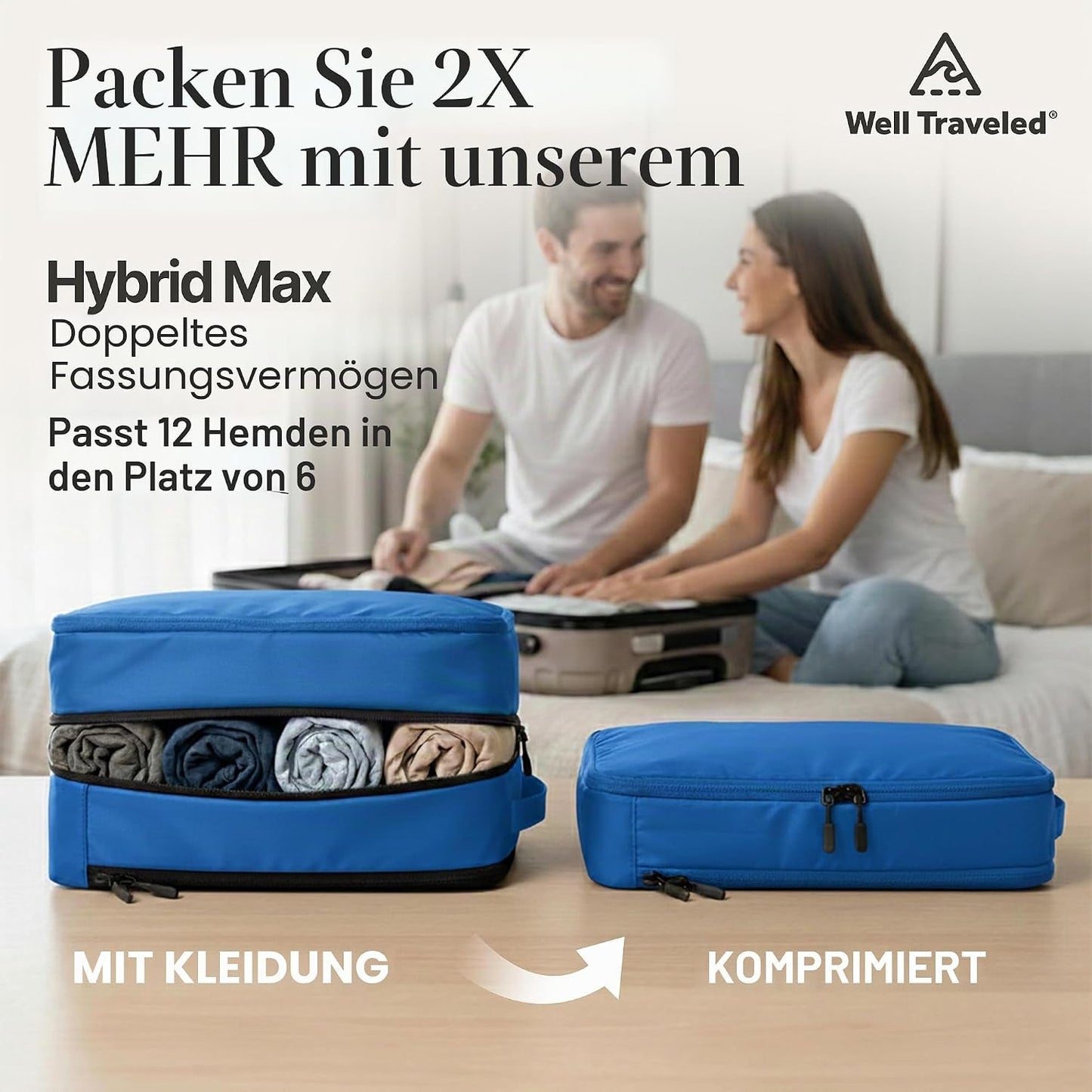 Kompressions-Verpackungswürfel-Set, Blau 8-piece