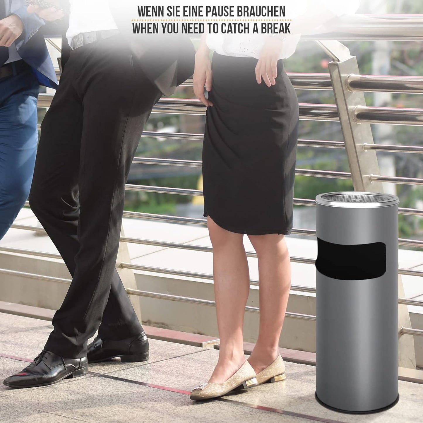Standaschenbecher mit Mülleimer (30 Liter), Anthrazit